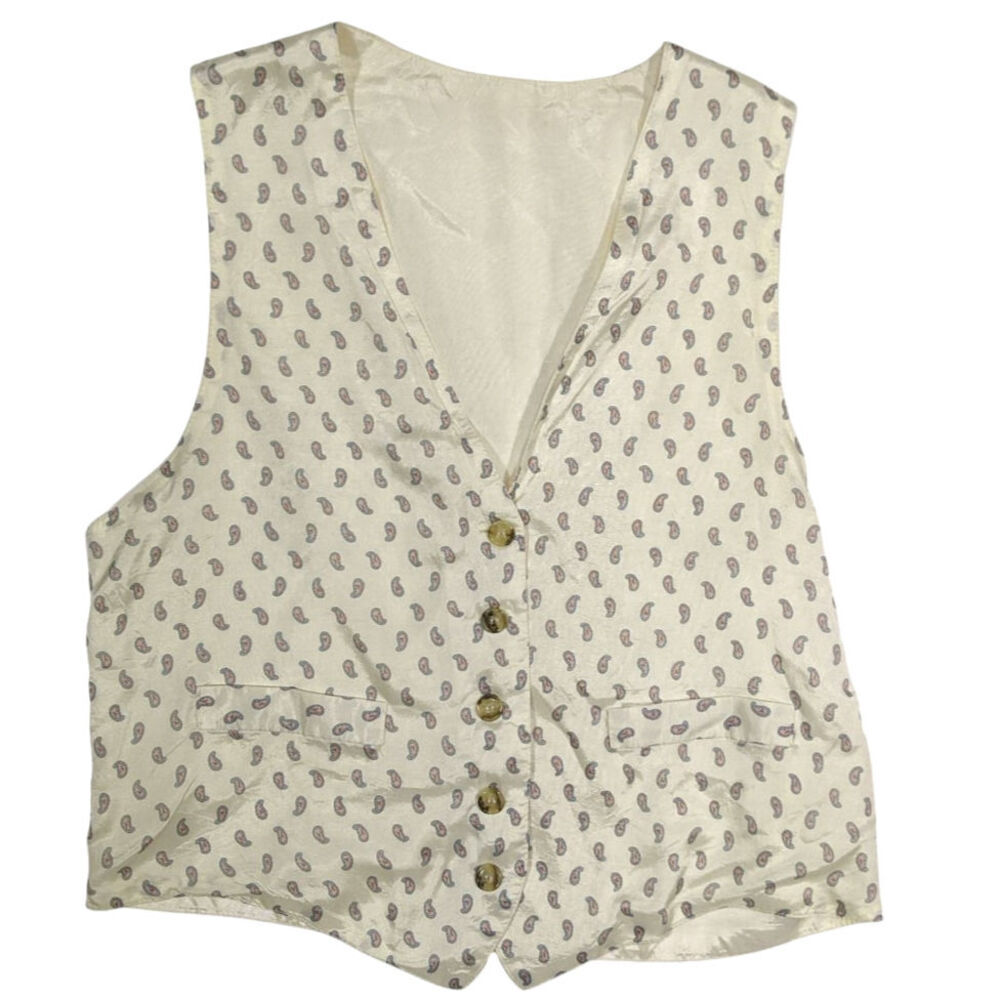 Cream Paisley Button-Front Women's Vest